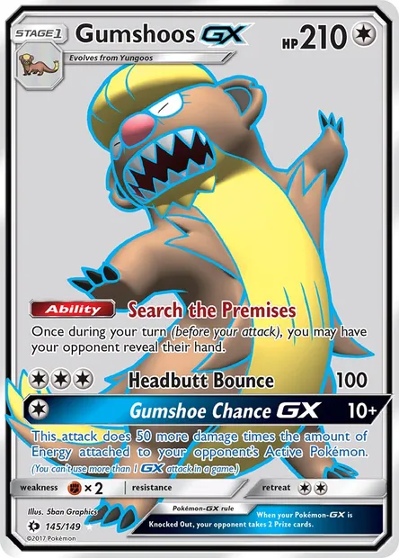 Gumshoos GX, Pokémon card SUM 145 — Sun & Moon set