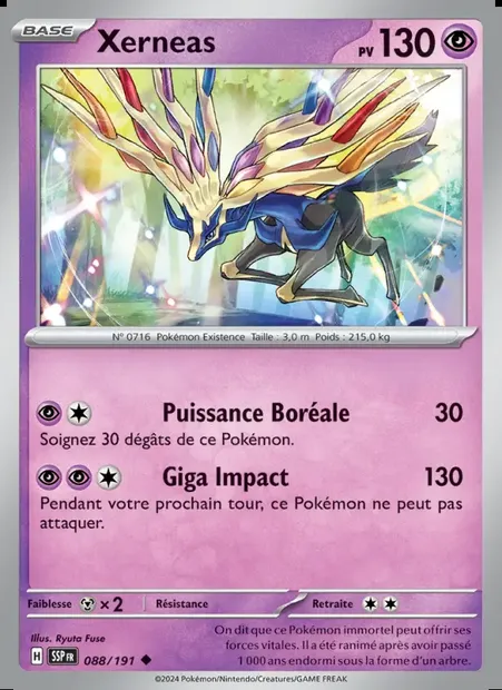 Xerneas, carte Pokémon SSP 088 — extension Étincelles Déferlantes