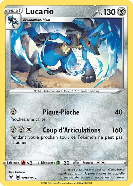 Lucario, carte Pokémon VIV 120 — extension Voltage Éclatant