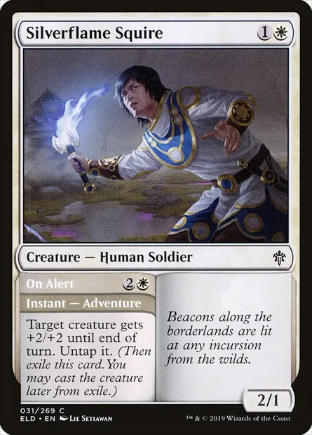 Silverflame Squire // On Alert, Magic card ELD 31 — Throne of Eldraine set