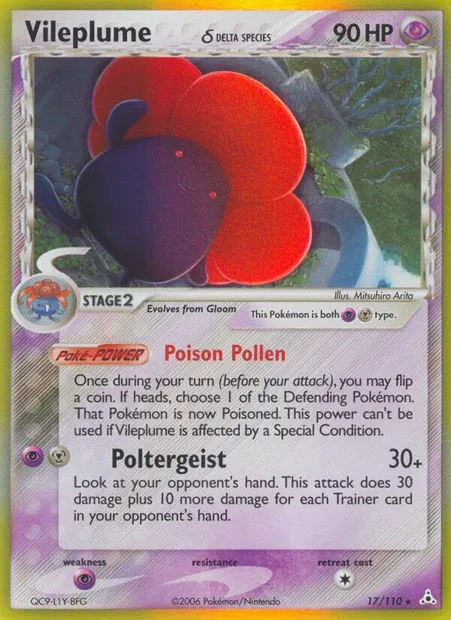 Vileplume δ, Pokémon card HP 17 — Holon Phantoms set