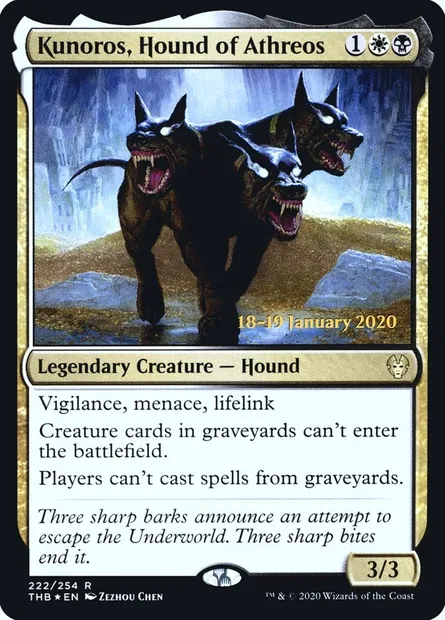 Kounoros, chien d'Athréos, carte Magic PTHB 222s — extension Theros Beyond Death Promos