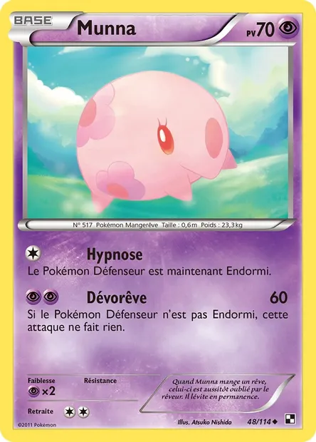 Munna, carte Pokémon BLW 48 — extension Noir & Blanc