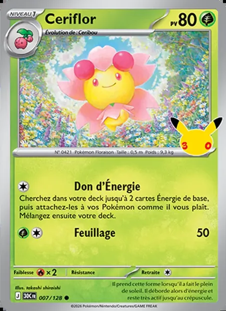 Ceriflor, carte Pokémon 30C 007 — extension 30ᵉ Anniversaire