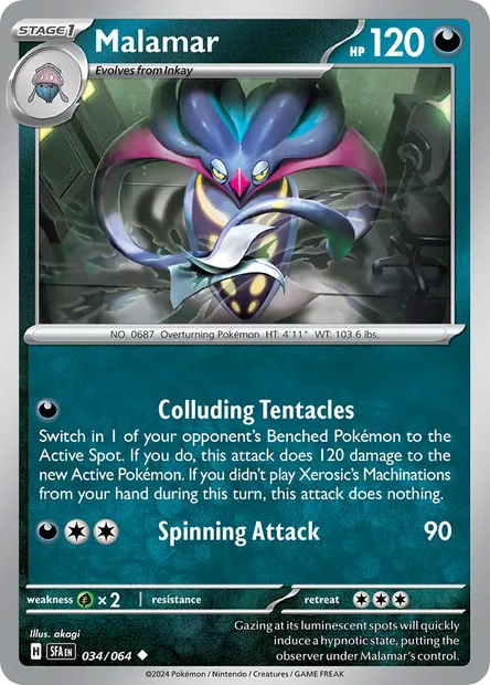 Malamar, Pokémon card SFA 034 — Shrouded Fable set