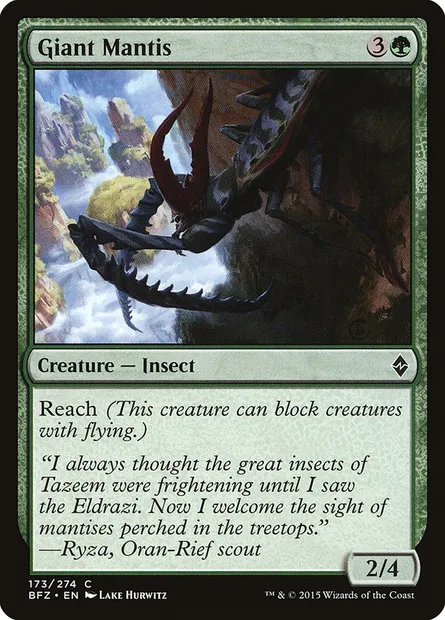 Giant Mantis, Magic card BFZ 173 — Battle for Zendikar set