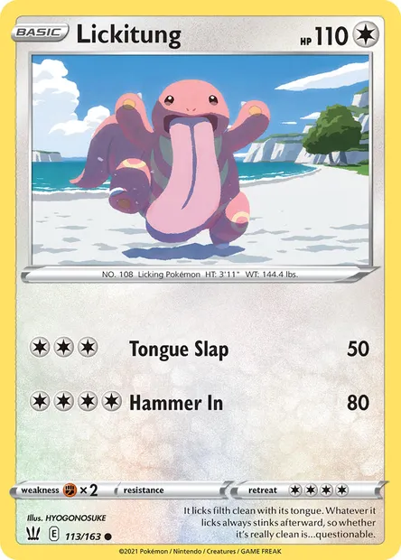 Lickitung, Pokémon card BST 113 — Battle Styles set