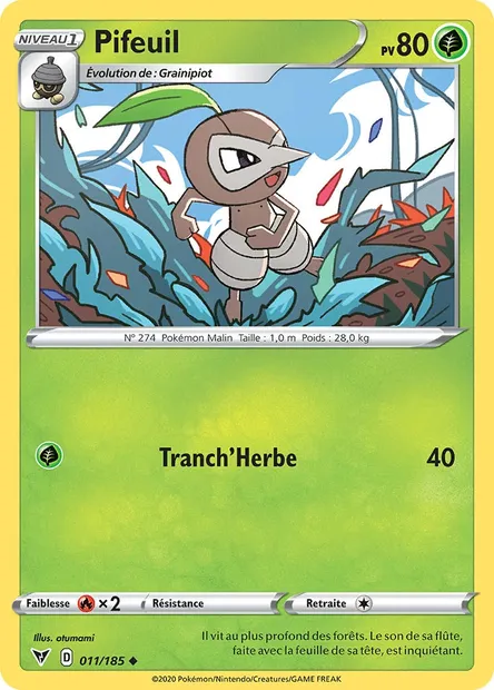Pifeuil, carte Pokémon VIV 11 — extension Voltage Éclatant