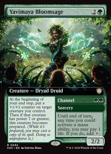 Yavimaya Bloomsage // Channel, Magic card SOC 92 — Secrets of Strixhaven Commander set