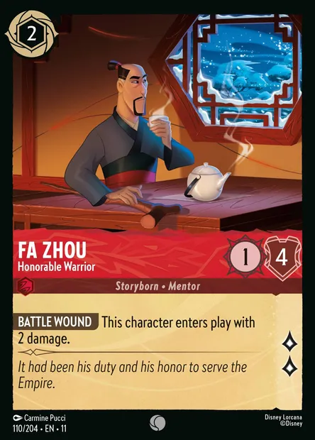 Fa Zhou - Honorable Warrior, Disney Lorcana card CH11-110 — Winterspell set