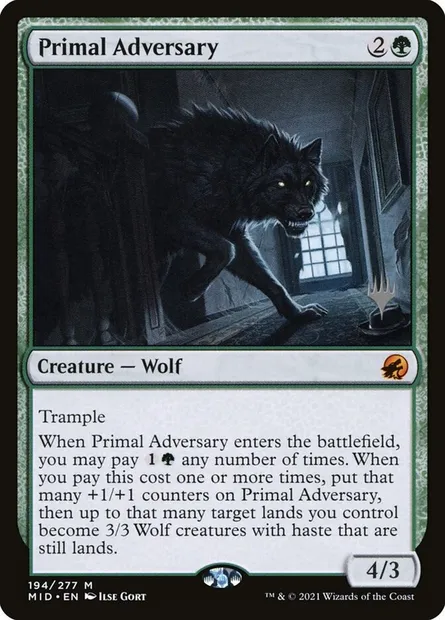 Primal Adversary, Magic card PMID 194p — Innistrad: Midnight Hunt Promos set