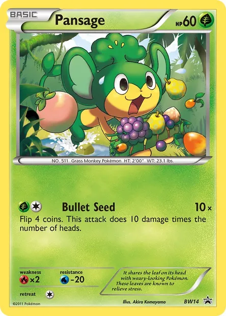 Pansage, Pokémon card BW 14 — BW Black Star Promos set