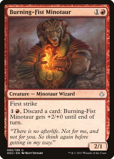 Burning-Fist Minotaur, Magic card HOU 85 — Hour of Devastation set