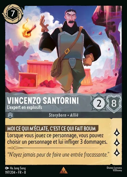 Vincenzo Santorini - L'expert en explosifs, carte Disney Lorcana CH8-197 — extension Le Règne de Jafar