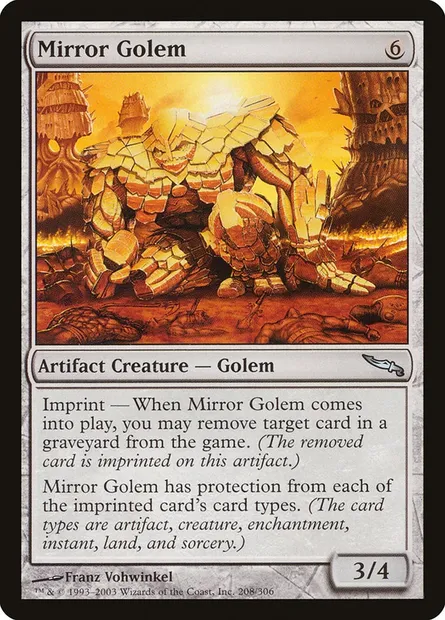 Golem miroir, carte Magic MRD 208 — extension Mirrodin