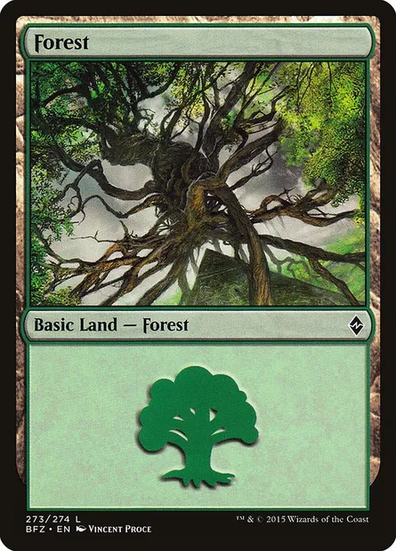 Forêt, carte Magic BFZ 273a — extension La bataille de Zendikar