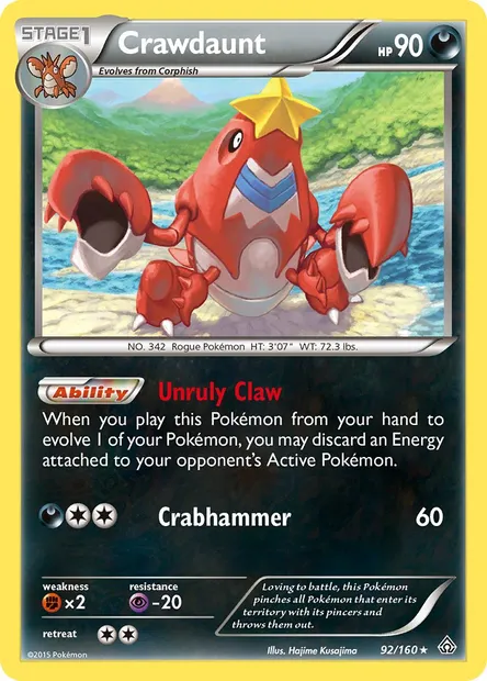 Crawdaunt, Pokémon card PRC 92 — Primal Clash set