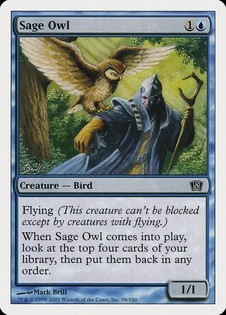 Sage Owl, Magic card 8ED 98 — Eighth Edition set