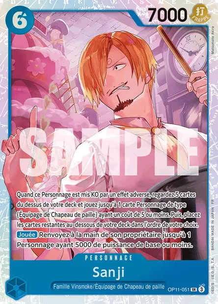 Sanji, carte One Piece OP11-051 — extension DES POINGS VIFS COMME L'ÉCLAIR