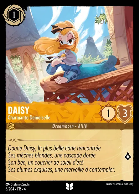 Daisy - Charmante Damoiselle, carte Disney Lorcana CH4-006 — extension Le Retour d'Ursula
