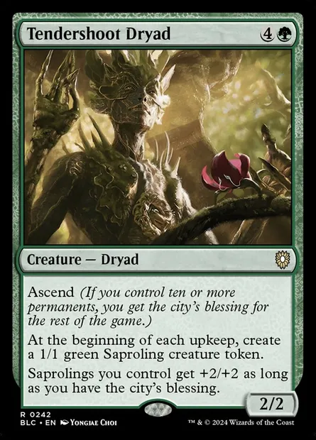 Tendershoot Dryad, Magic card BLC 242 — Bloomburrow Commander set