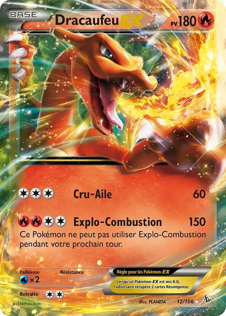 Dracaufeu EX, carte Pokémon FLF 12 — extension Étincelles