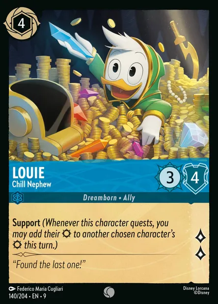 Louie - Chill Nephew, Disney Lorcana card CH9-140 — Fabled set