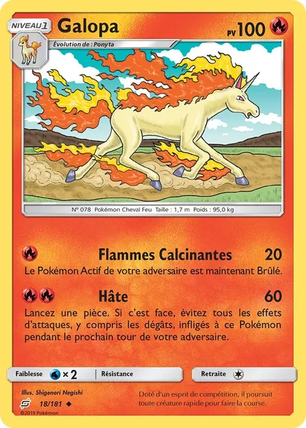 Galopa, carte Pokémon TEU 18 — extension Duo de Choc