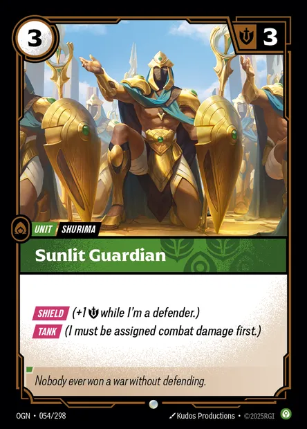 Sunlit Guardian, Riftbound card OGN 054 — Origins set