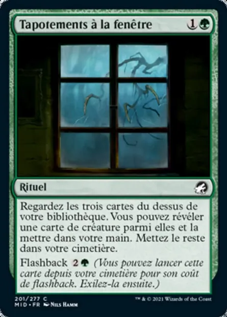 Tapotements à la fenêtre, carte Magic MID 201 — extension Innistrad : chasse de minuit