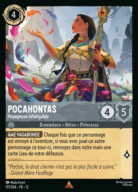 Pocahontas - Voyageuse infatigable, carte Disney Lorcana CH12-171 — extension Contrées Inconnues