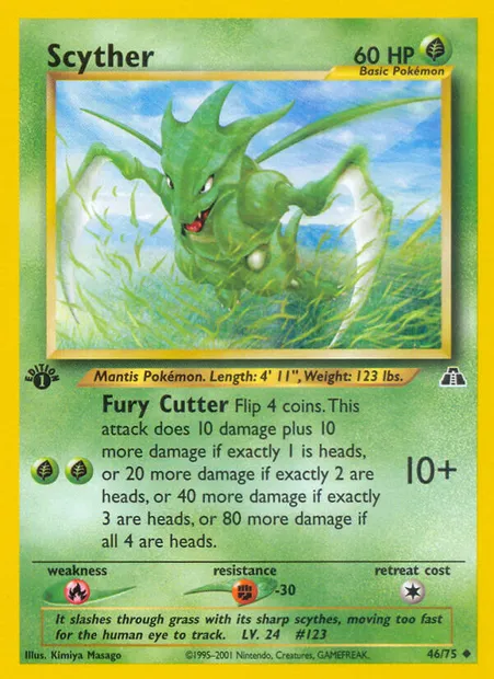 Scyther, Pokémon card ND 46 — Neo Discovery set