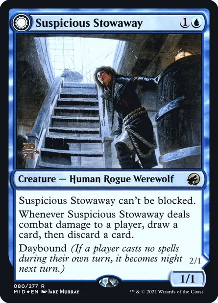 Suspicious Stowaway // Seafaring Werewolf, Magic card PMID 80s — Innistrad: Midnight Hunt Promos set