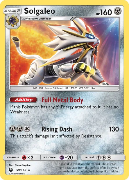 Solgaleo, Pokémon card CES 99 — Celestial Storm set