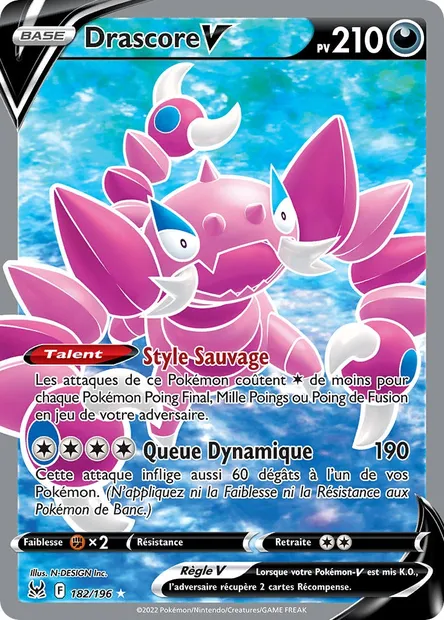 Drascore V, carte Pokémon LOR 182 — extension Origine Perdue