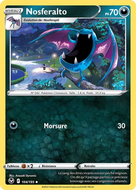 Nosferalto, carte Pokémon SIT 104 — extension Tempête Argentée