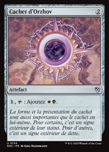 Cachet d'Orzhov, carte Magic DRC 134 — extension Aetherdrift Commander