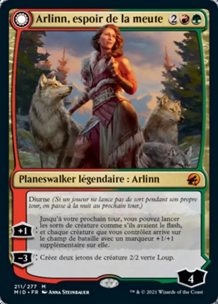 Arlinn, espoir de la meute // Arlinn, furie de la lune, carte Magic MID 211 — extension Innistrad : chasse de minuit