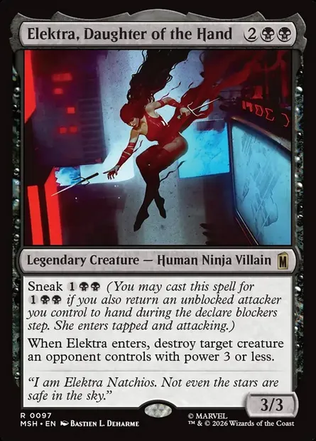 Elektra, Daughter of the Hand, Magic card MSH 97 — Marvel Super Heroes set