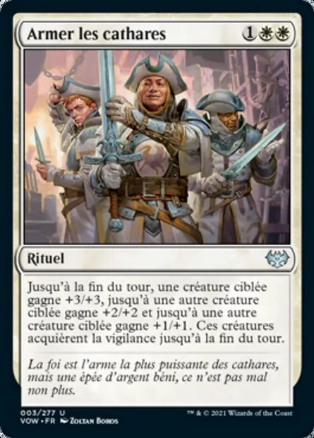 Armer les cathares, carte Magic VOW 3 — extension Innistrad : noce écarlate