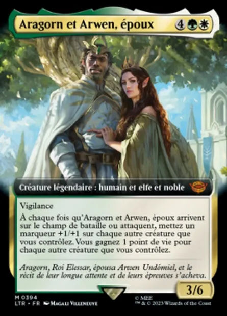 Aragorn et Arwen, époux, carte Magic LTR 394 — extension Le Seigneur des Anneaux : chroniques de la Terre du Milieu