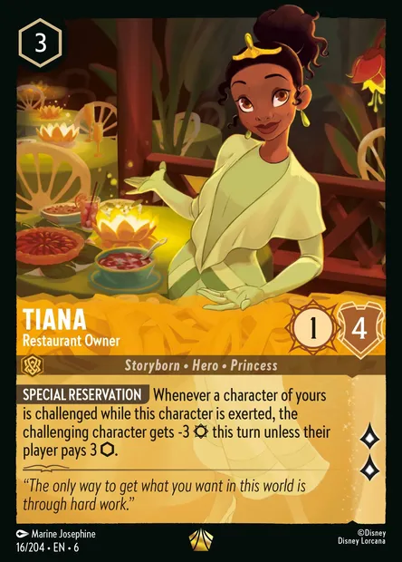 Tiana - Restaurant Owner, Disney Lorcana card CH6-016 — Azurite Sea set