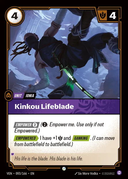 Kinkou Lifeblade, Riftbound card VEN 093 — Vendetta set