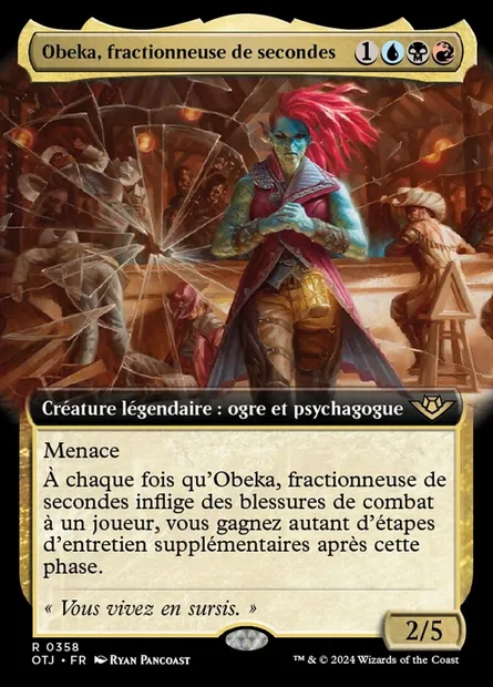Obeka, fractionneuse de secondes, carte Magic OTJ 358 — extension Outlaws of Thunder Junction