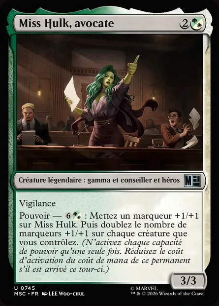 Miss Hulk, avocate, carte Magic MSC 745 — extension Marvel Super Heroes Commander