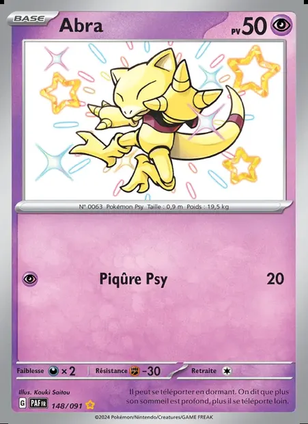 Abra, carte Pokémon PAF 148 — extension Destinées de Paldea