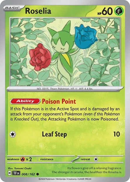 Roselia, Pokémon card TEF 008 — Temporal Forces set