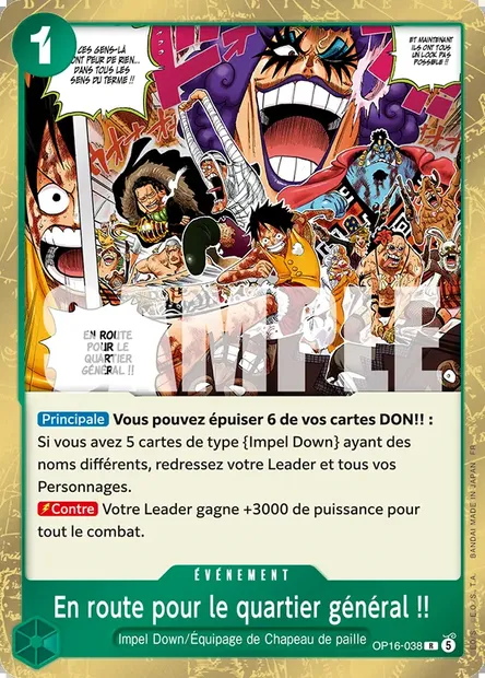 En route pour le quartier général !!, carte One Piece OP16-038 — extension L'HEURE DE LA BATAILLE DÉCISIVE