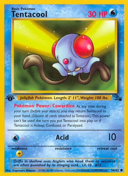 Tentacool, Pokémon card FO 56 — Fossil set