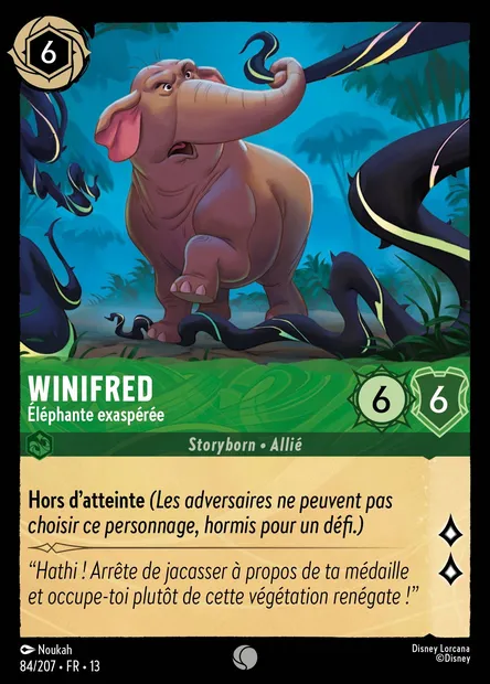 Winifred - Éléphante exaspérée, carte Disney Lorcana CH13-084 — extension Invasion Epineuse!